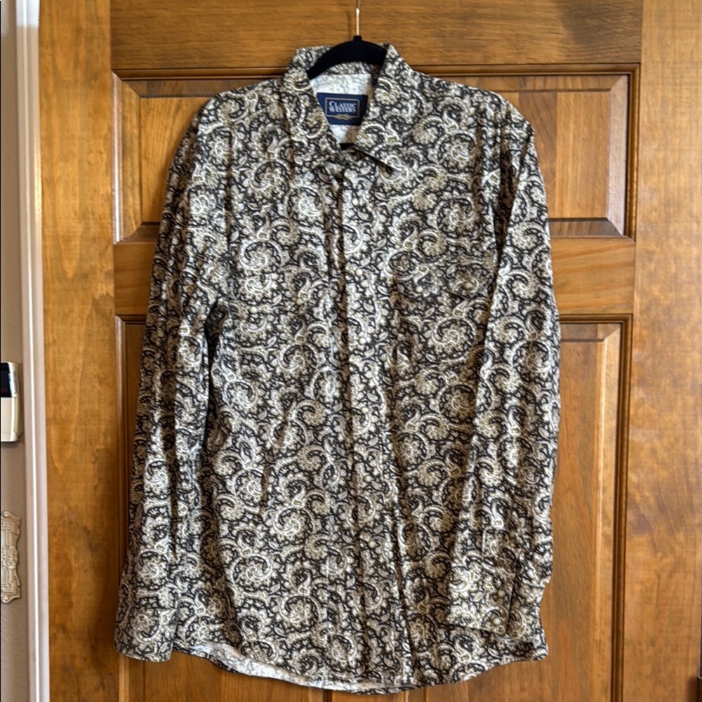 Classic Western Black and Cream Paisley Shirt